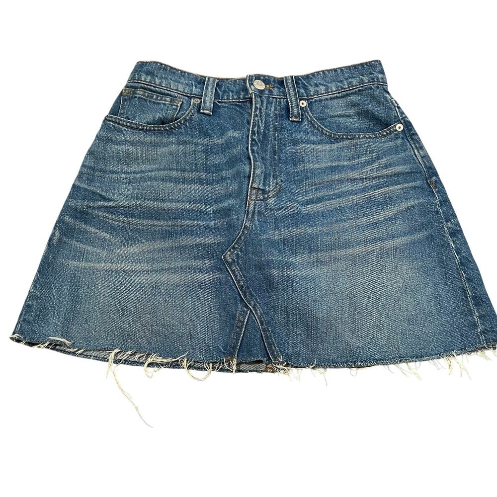 Madewell Blue Denim Raw Hemmed Skirt Size 25